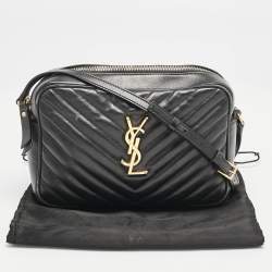 Saint Laurent Black Matelassé Leather Lou Camera Crossbody Bag