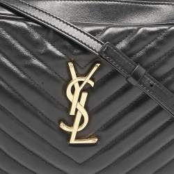 Saint Laurent Black Matelassé Leather Lou Camera Crossbody Bag