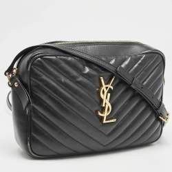 Saint Laurent Black Matelassé Leather Lou Camera Crossbody Bag