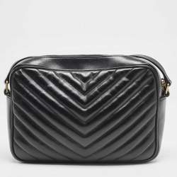 Saint Laurent Black Matelassé Leather Lou Camera Crossbody Bag