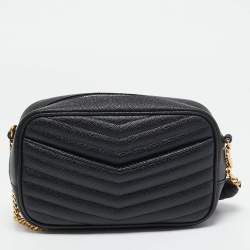 مملوكة مسبقًا Saint Laurent Black Matelassé Leather Mini Lou Camera Bag