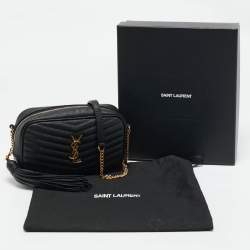 مملوكة مسبقًا Saint Laurent Black Matelassé Leather Mini Lou Camera Bag