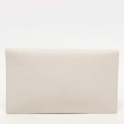 Pre Owned Saint Laurent Paris White Leather Uptown Pouch Clutch