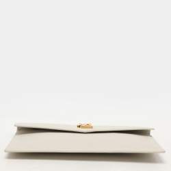 Pre Owned Saint Laurent Paris White Leather Uptown Pouch Clutch
