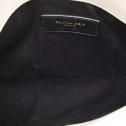 Pre Owned Saint Laurent Paris White Leather Uptown Pouch Clutch