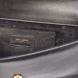 Saint Laurent Black Leather Cassandre Tassel Flap Clutch