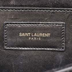 Saint Laurent Black Leather Cassandre Tassel Flap Clutch