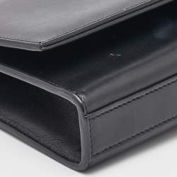 Saint Laurent Black Leather Cassandre Tassel Flap Clutch