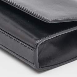 Saint Laurent Black Leather Cassandre Tassel Flap Clutch