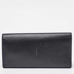Saint Laurent Black Leather Cassandre Tassel Flap Clutch
