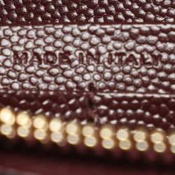 Pre Owned Saint Laurent Burgundy Matelassé Leather Cassandre Envelope Wallet on Chain