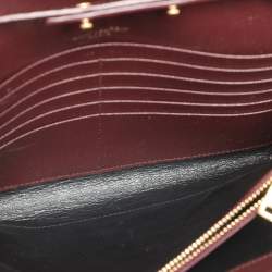 Pre Owned Saint Laurent Burgundy Matelassé Leather Cassandre Envelope Wallet on Chain