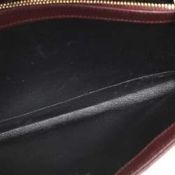 Pre Owned Saint Laurent Burgundy Matelassé Leather Cassandre Envelope Wallet on Chain