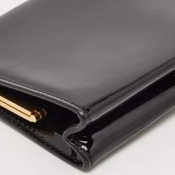 Saint Laurent Black Patent Leather Midnight Frame Clutch