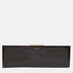 Saint Laurent Black Patent Leather Midnight Frame Clutch