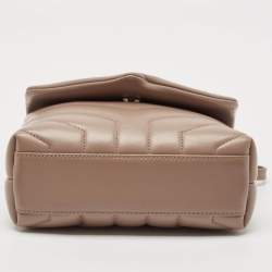 Pre Owned Saint Laurent Taupe Beige Matelasse Leather Toy Loulou Crossbody Bag