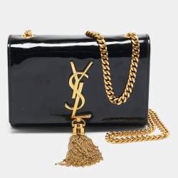 Saint Laurent Black Patent Leather Small Kate Tassel Crossbody Bag