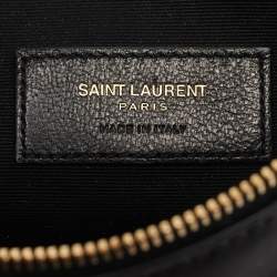Pre Owned Saint Laurent Black Leather Crystal Embellished Monogram Belt Bag