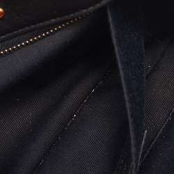 Pre Owned Saint Laurent Black Leather Crystal Embellished Monogram Belt Bag