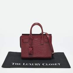 Pre Owned Saint Laurent Red Croc Embossed Leather Nano Classic Sac De Jour Tote