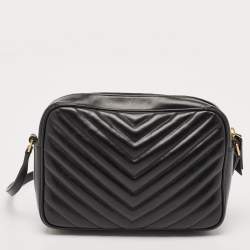 Saint Laurent Black Matelassé Leather Lou Camera Crossbody Bag