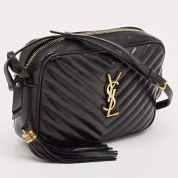 Saint Laurent Black Matelassé Leather Lou Camera Crossbody Bag