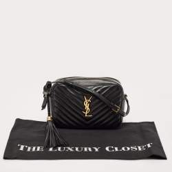Saint Laurent Black Matelassé Leather Lou Camera Crossbody Bag