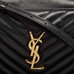 Saint Laurent Black Matelassé Leather Lou Camera Crossbody Bag