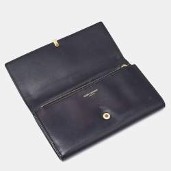 Saint Laurent Black Leather Y-Ligne Flap Continental Wallet