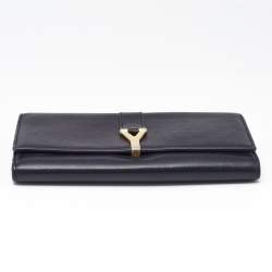 Saint Laurent Black Leather Y-Ligne Flap Continental Wallet