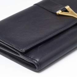 Saint Laurent Black Leather Y-Ligne Flap Continental Wallet