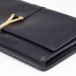 Saint Laurent Black Leather Y-Ligne Flap Continental Wallet