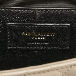Pre Owned Saint Laurent Beige Mix Matelassé Leather Medium Envelope Chain Bag