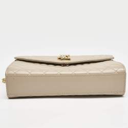 Pre Owned Saint Laurent Beige Mix Matelassé Leather Medium Envelope Chain Bag