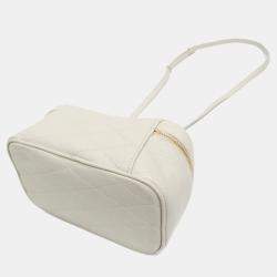 Saint Laurent Off-White Leather Shoulder Vanity Bag