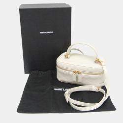 Saint Laurent Off-White Leather Shoulder Vanity Bag
