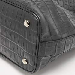 Pre Owned Saint Laurent Paris Black Croc Embossed Leather Medium Emmanuelle Bucket Bag