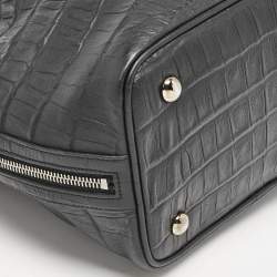 Pre Owned Saint Laurent Paris Black Croc Embossed Leather Medium Emmanuelle Bucket Bag