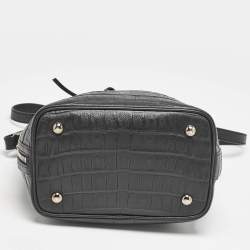 Pre Owned Saint Laurent Paris Black Croc Embossed Leather Medium Emmanuelle Bucket Bag