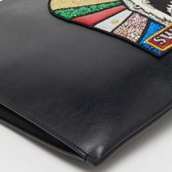 Saint Laurent Black Leather Sweet Dreams Top Zip Pouch