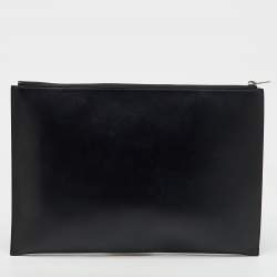 Saint Laurent Black Leather Sweet Dreams Top Zip Pouch
