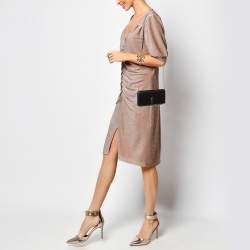 Pre Owned Saint Laurent Black Leather Cassandre Phone Holder Crossbody Bag