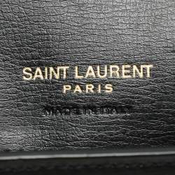 Pre Owned Saint Laurent Black Leather Cassandre Phone Holder Crossbody Bag