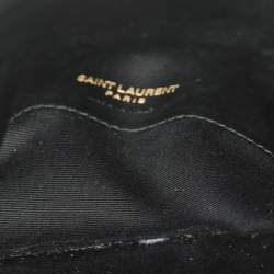 Pre Owned Saint Laurent Black Leather Cassandre Phone Holder Crossbody Bag