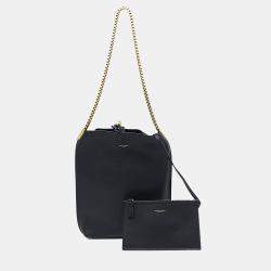 Saint Laurent Paris Black Leather Susan Hobo Bag