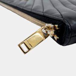 Pre Owned Saint Laurent Paris Black Leather Monogram Clutch