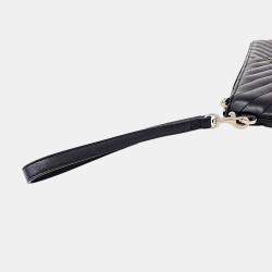 Saint Laurent Paris Black Leather Monogram Clutch