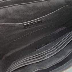 Saint Laurent Paris Black Leather Monogram Clutch