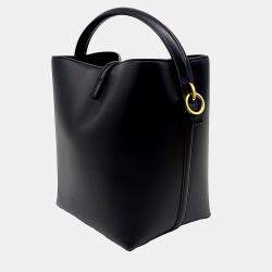 Saint Laurent Paris Black Leather LE37 Cassandra bucket bag