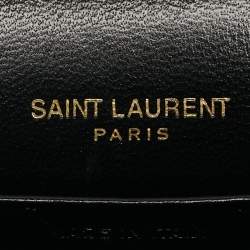 Saint Laurent Black Matelassé Leather Cassandre Envelope Wallet on Chain